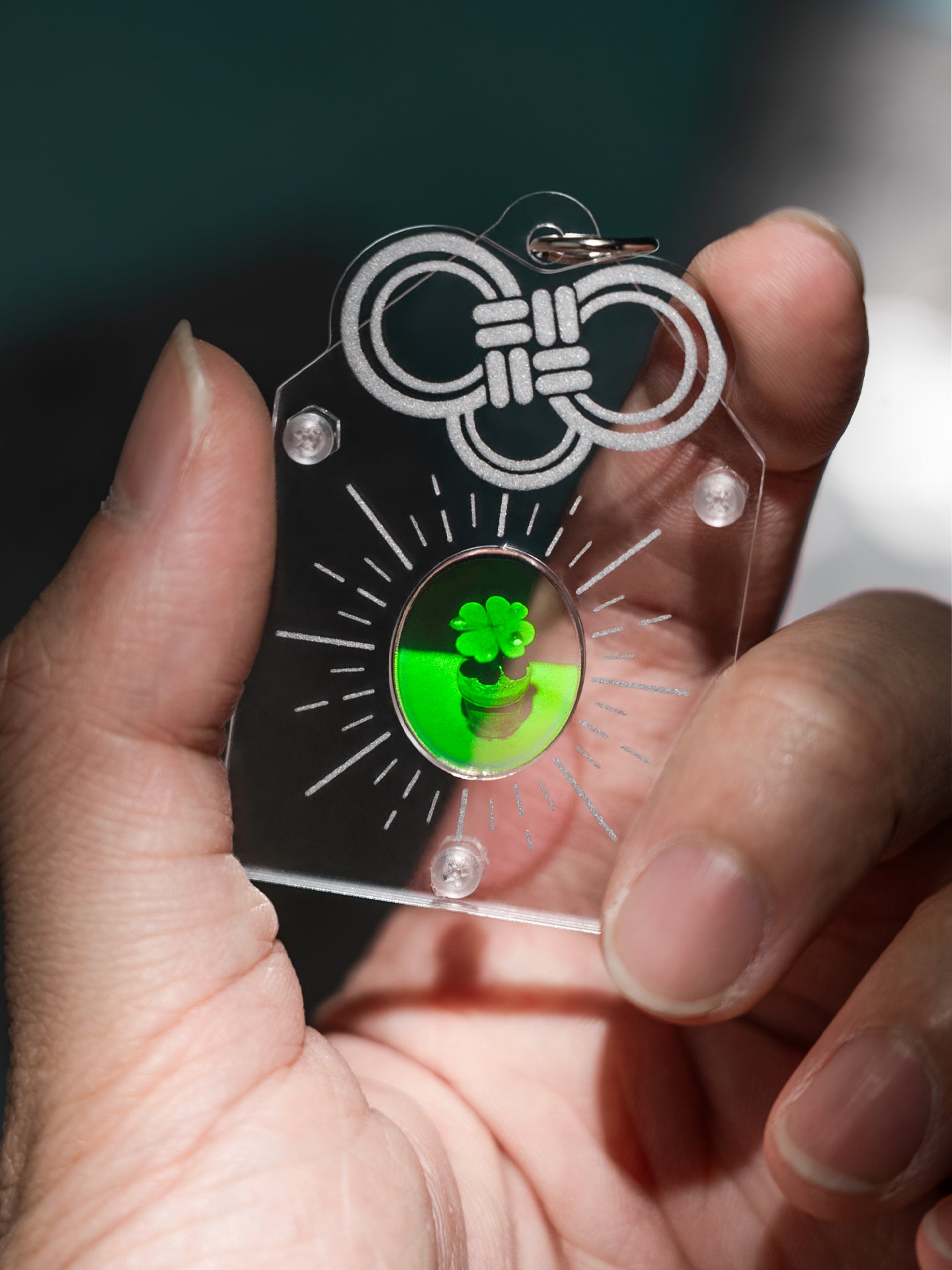 Holographic Four-Leaf Clover Omamori | Handmade Lucky Charm