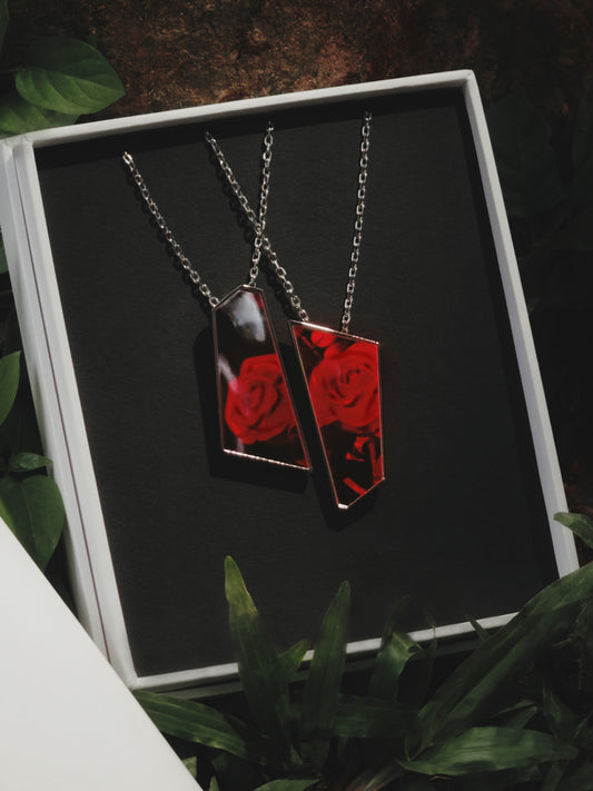 Fragments of a Hologram Rose Necklace | Handmade Real Hologram (paired)