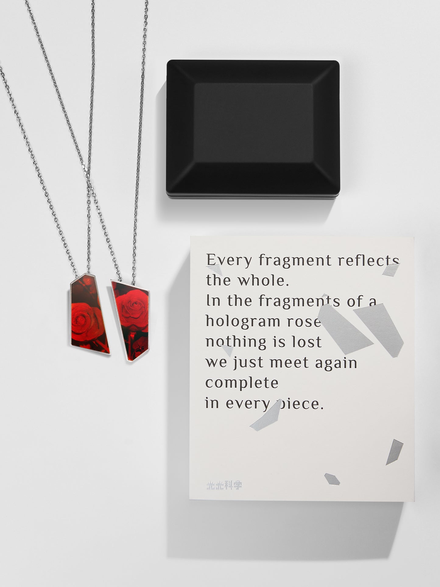 Fragments of a Hologram Rose Necklace | Handmade Real Hologram (paired)